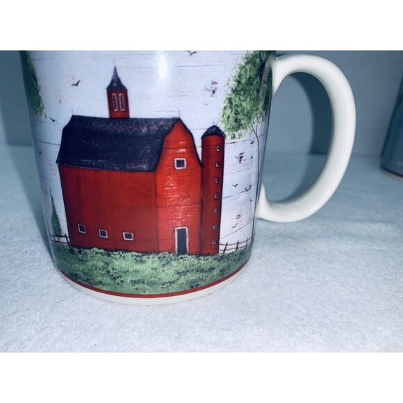 Barn Mug Warren Kimble Barns by Sakura NY 1998 Ceramic C Handle Coffee Red Cup - Picture 2 of 8